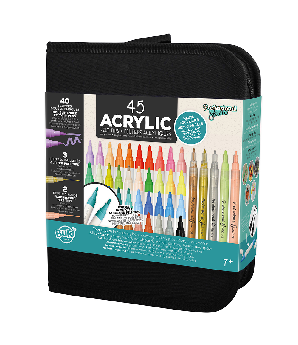Buki Professional - 45 marqueurs acrylique