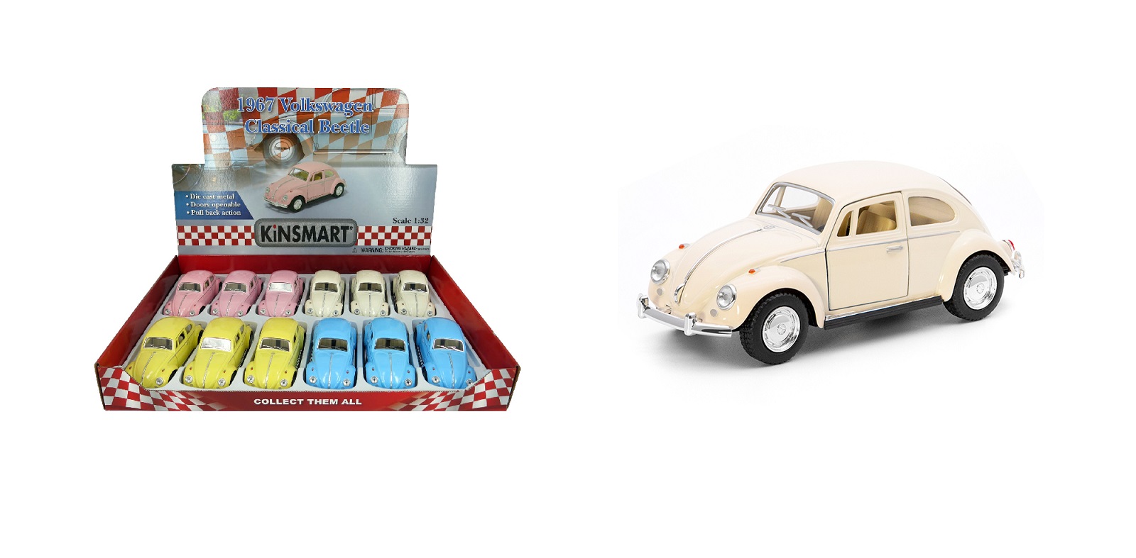 Kinsmart 1967 VW Coccinelle pastel (asst.)