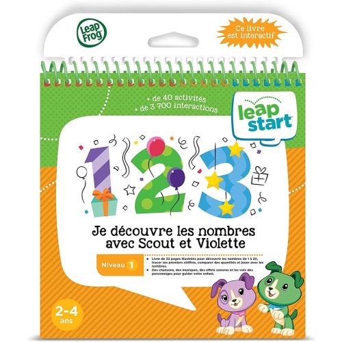 emballage u produit LeapStart®  Livre éducatif (Niveau 1) Je découvre les nombres avec Scout et Violette