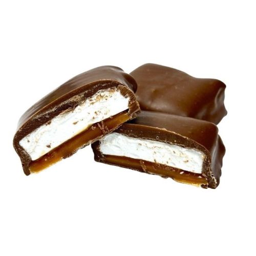 Guimauve, caramel enrobé de chocolat au lait