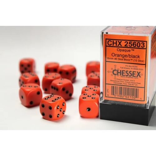 Dé opaque orange/noir (12)