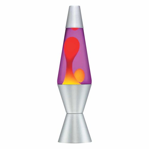 Lava lamp 14,5" mauve/bulle orangé