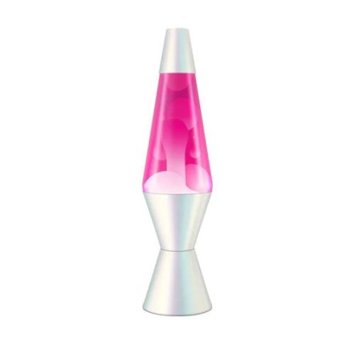 Lava lamp 14.5” opalescent rose/bulle blanche