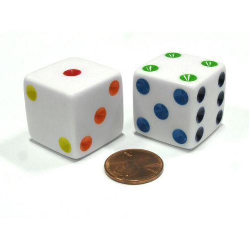 Dé 25 mm points multicolore (D6 / à l'unité)