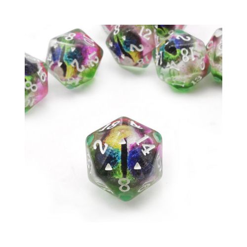 Dé 20 - Œil de dragon aqua exotique