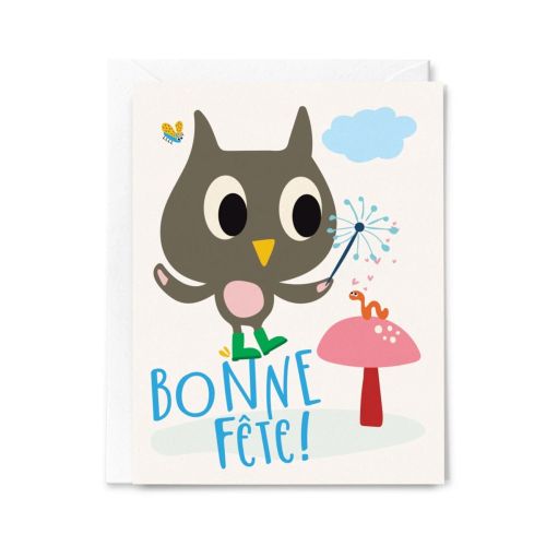 Carte Bonne fête! Vœux du hibou