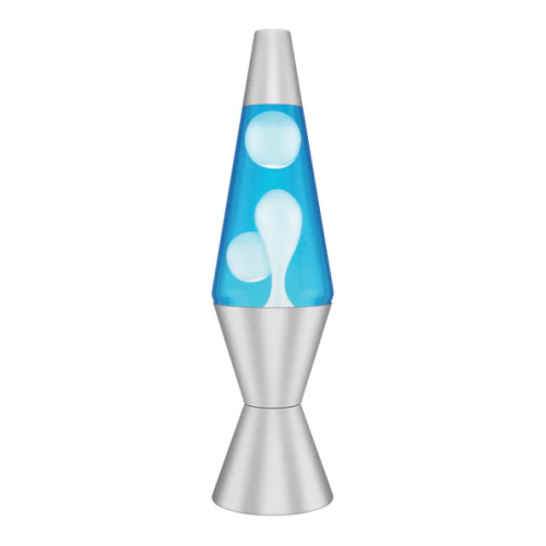Lava lamp 14.5” bleu/bulle argent