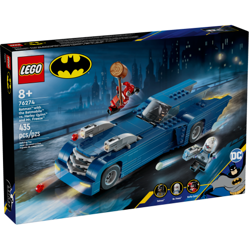 Batman avec la Batmobile contre Harley Quinn et Mr. Freeze