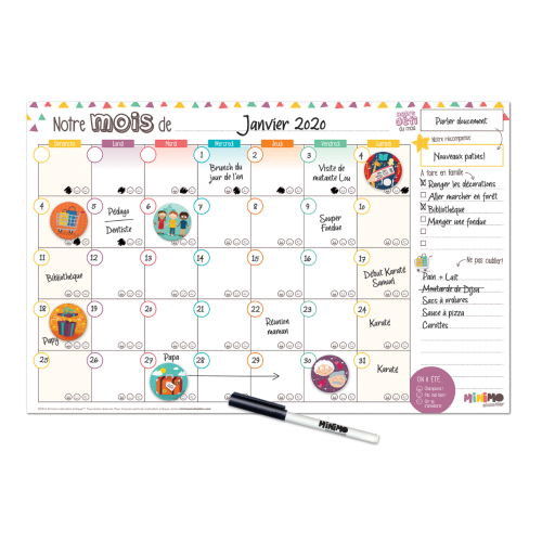 Calendrier mensuel familial Horizontal : Notre mois ensemble