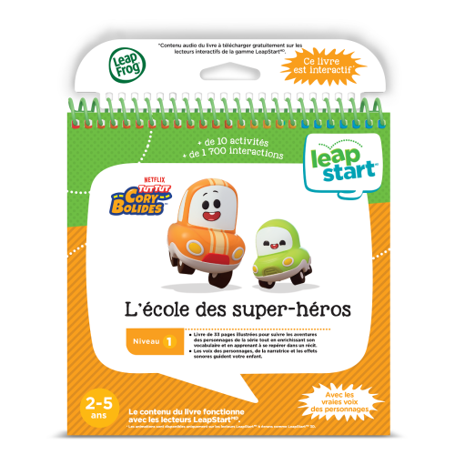 emballage du produit LeapFrog® LeapStart Livre éducatif (Niveau 1) L'École des Super-héros Tut Tut Cory Bolides