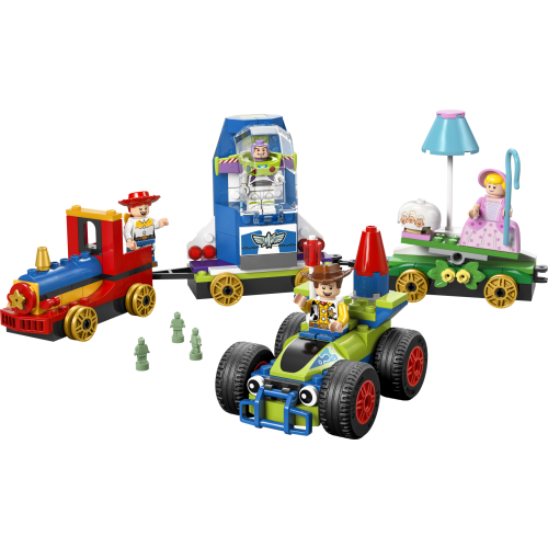 Le train en fête et la voiture RC de Toy Story