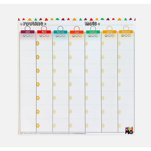 Ma routine hebdomadaire (tableau seulement)
