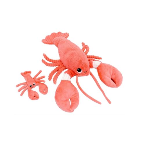 Peluche maman/bébé Homard corail