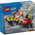 Pack de bolides de course : camion de pizza contre camion de pompiers
